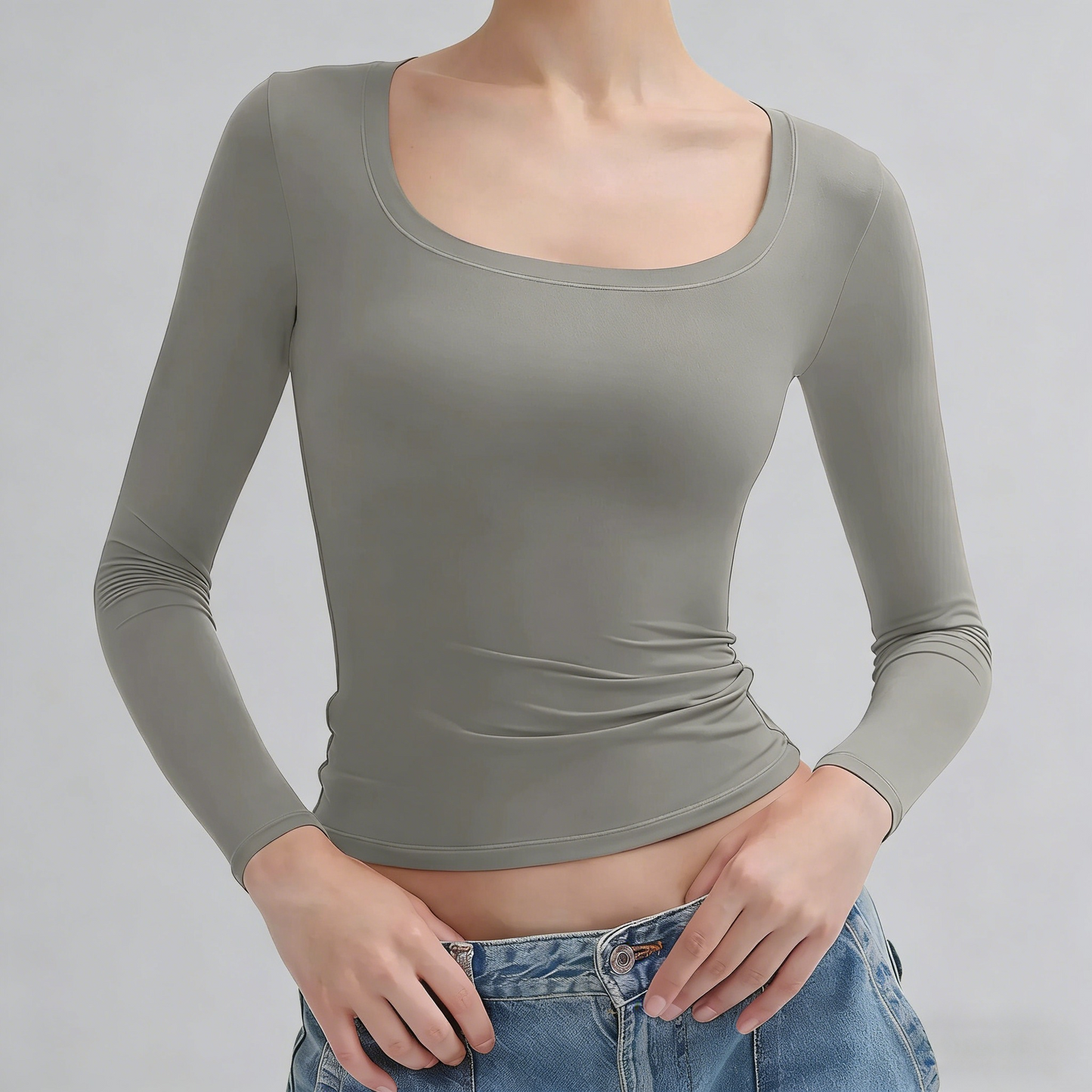 Minimalist Square Neck Long Sleeve Top