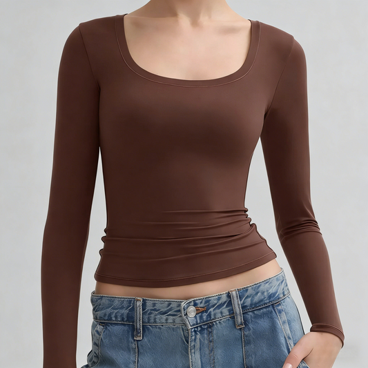 Minimalist Square Neck Long Sleeve Top