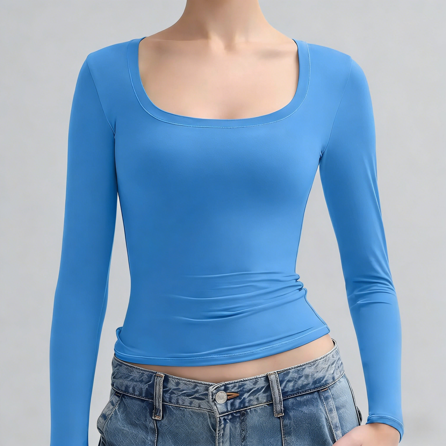 Minimalist Square Neck Long Sleeve Top