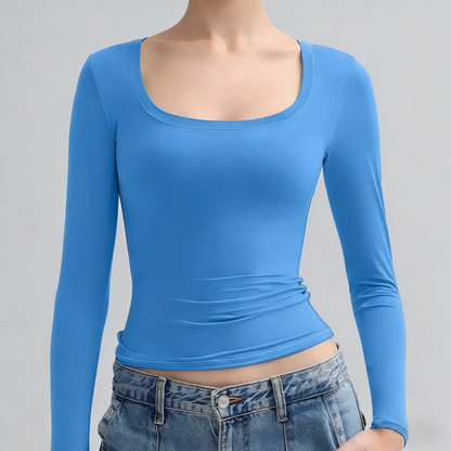 Minimalist Square Neck Long Sleeve Top