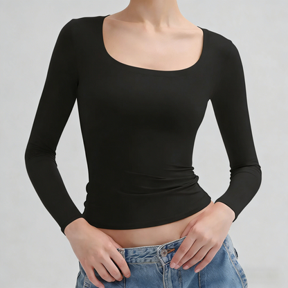 Minimalist Square Neck Long Sleeve Top
