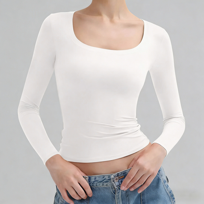 Minimalist Square Neck Long Sleeve Top