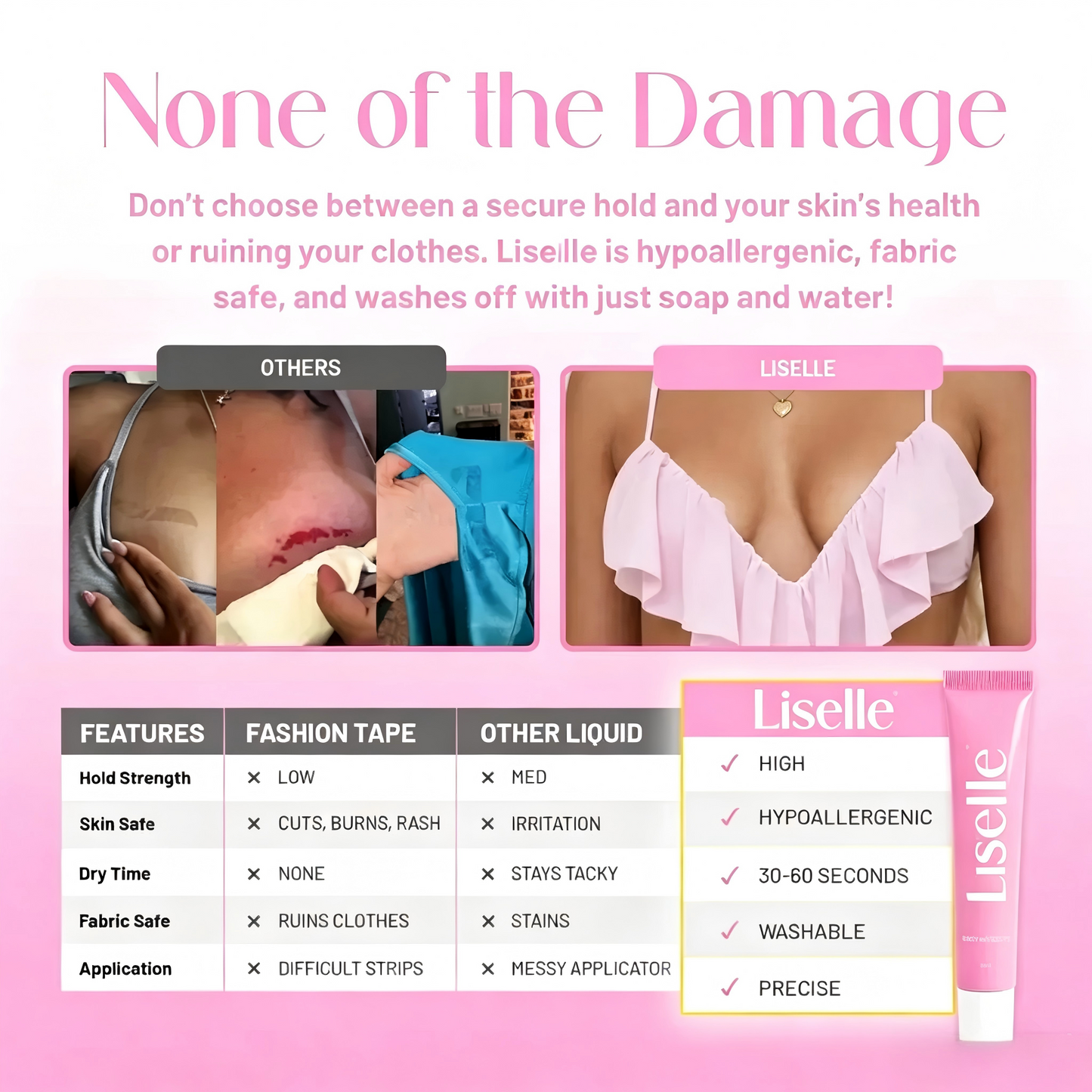 Sweatproof Body Adhesive for Clothes | Stain-Free, Easy Wash