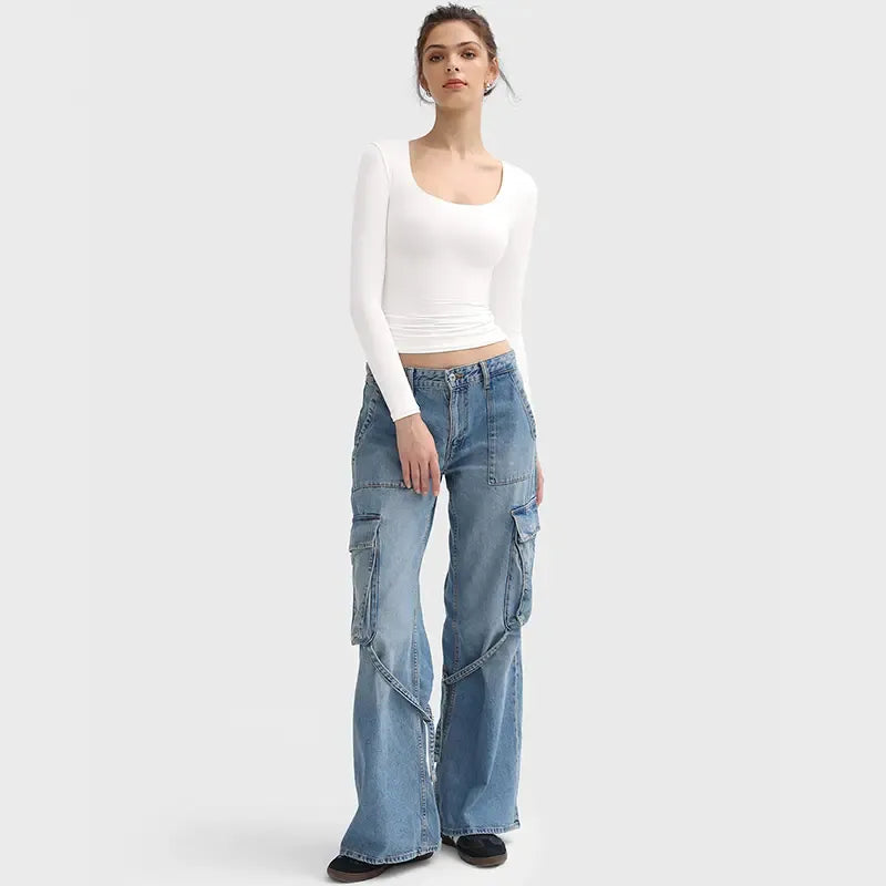 Minimalist Square Neck Long Sleeve Top
