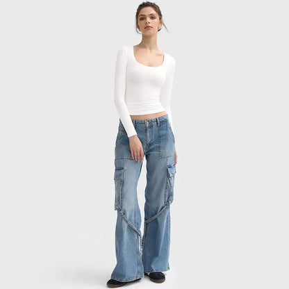 Minimalist Square Neck Long Sleeve Top