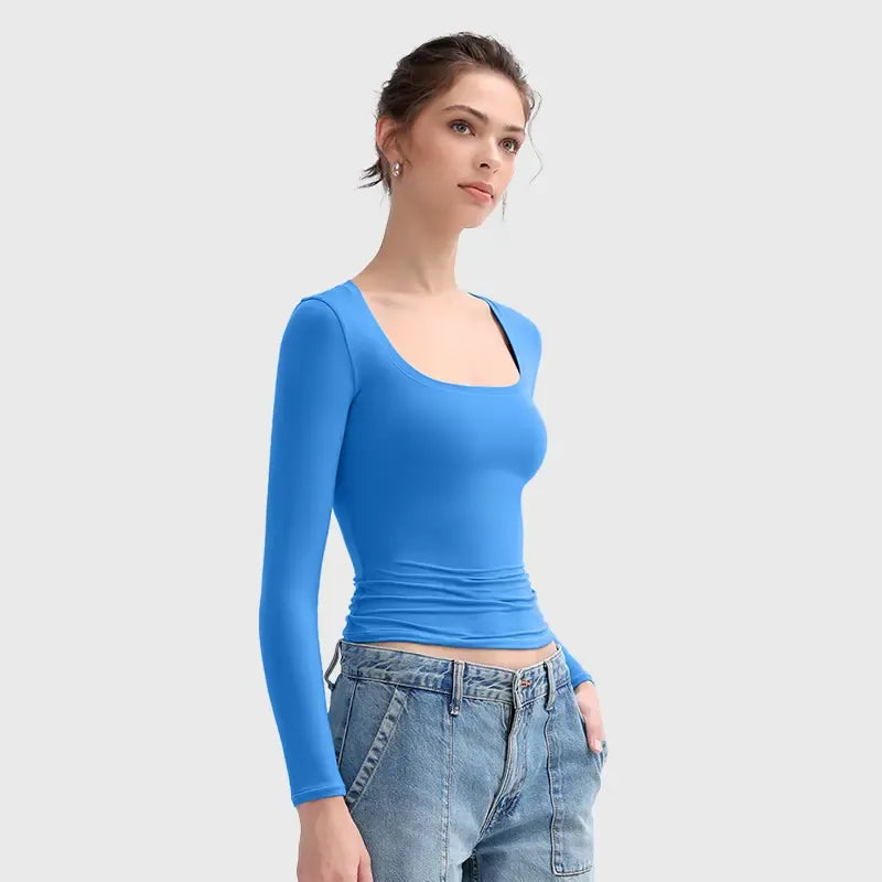 Minimalist Square Neck Long Sleeve Top