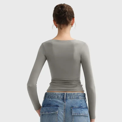Minimalist Square Neck Long Sleeve Top