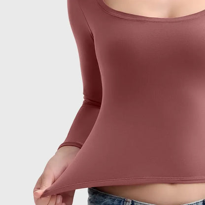 Minimalist Square Neck Long Sleeve Top