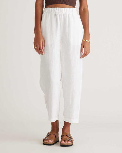 High-waisted loose linen pants