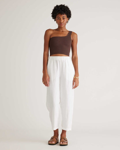 High-waisted loose linen pants