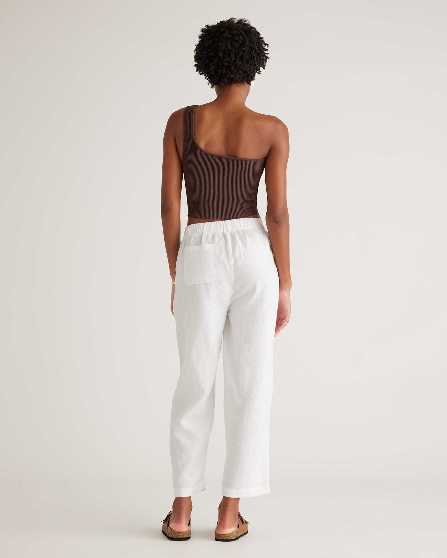 High-waisted loose linen pants