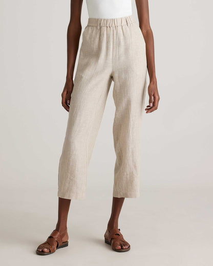 High-waisted loose linen pants