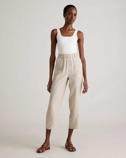 High-waisted loose linen pants