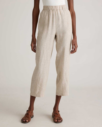 High-waisted loose linen pants