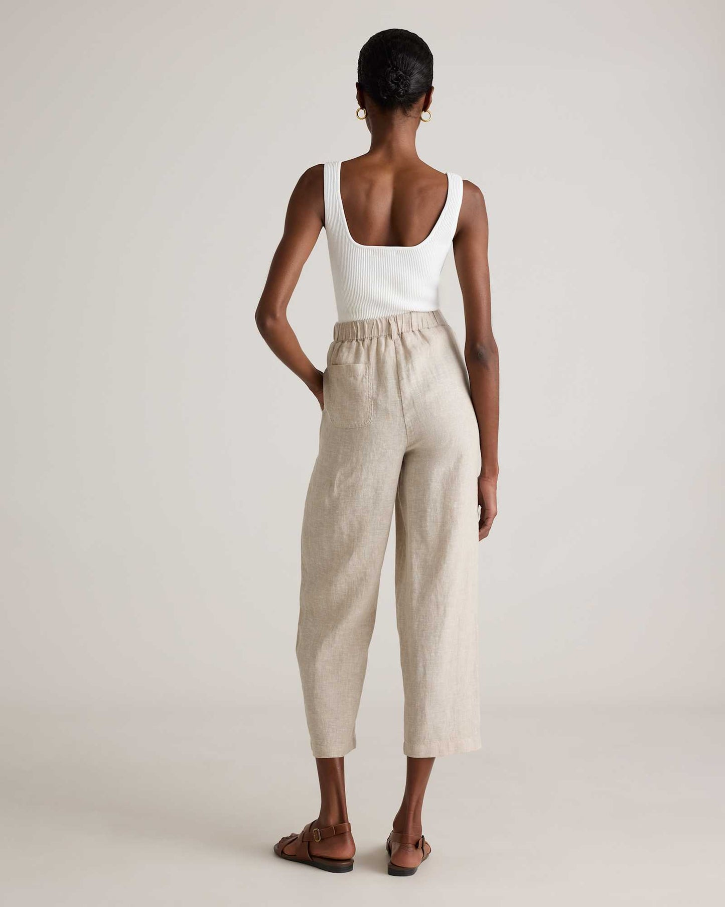High-waisted loose linen pants