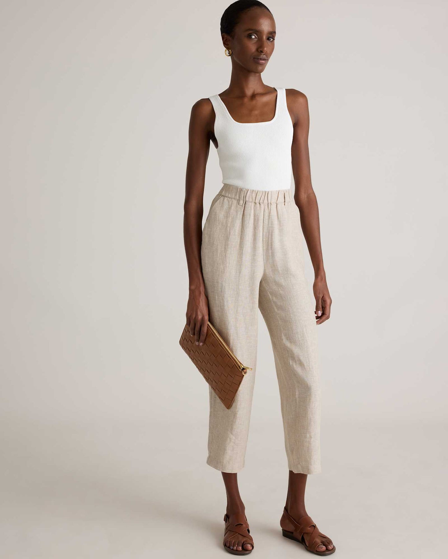 High-waisted loose linen pants