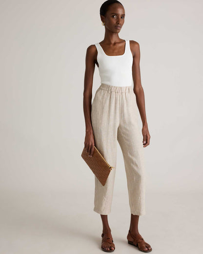 High-waisted loose linen pants