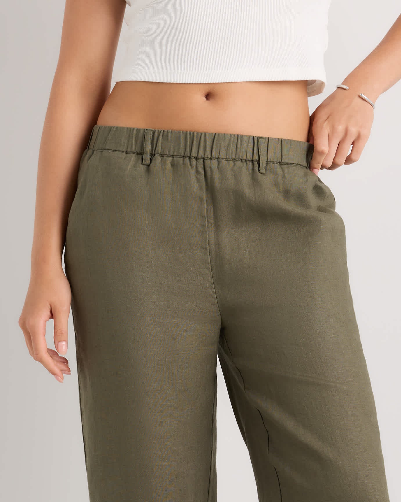 High-waisted loose linen pants