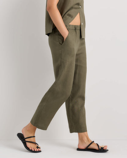 High-waisted loose linen pants