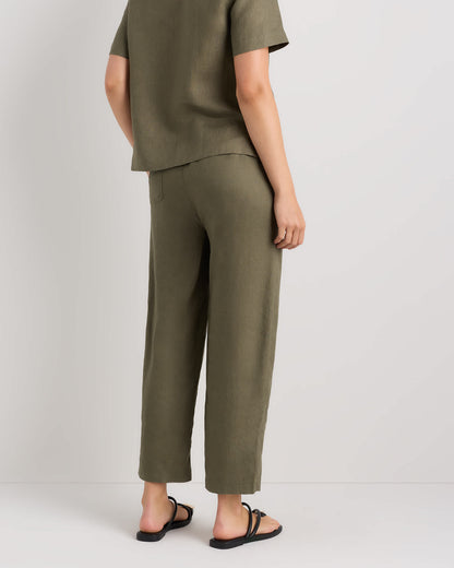 High-waisted loose linen pants