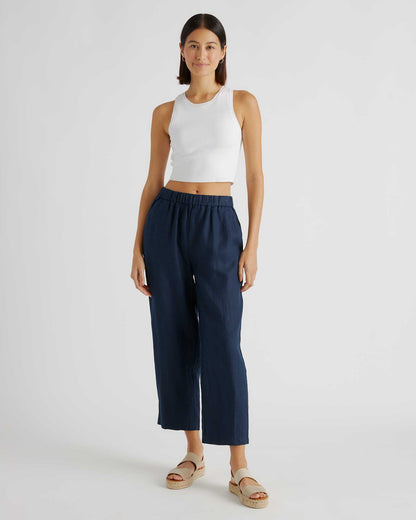 High-waisted loose linen pants
