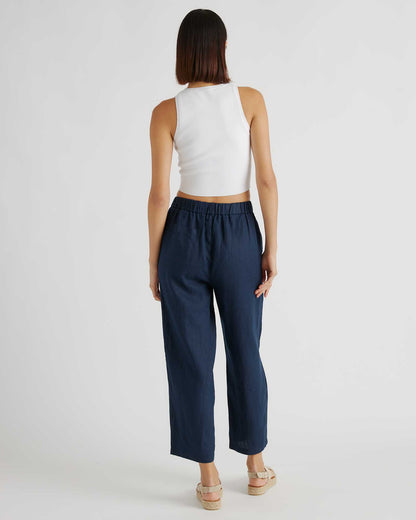 High-waisted loose linen pants