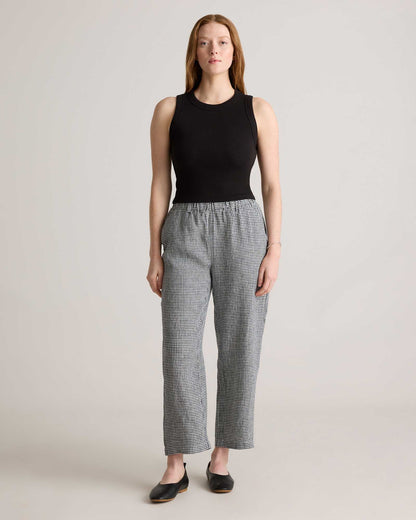 High-waisted loose linen pants
