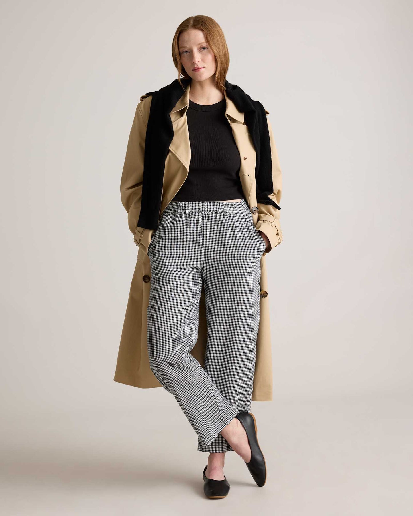 High-waisted loose linen pants