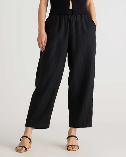 High-waisted loose linen pants