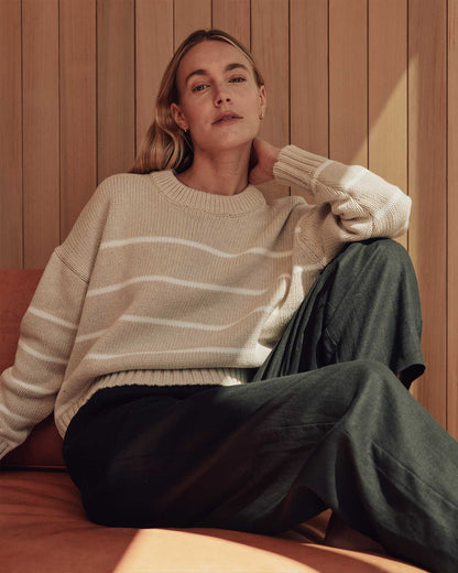 High-waisted loose linen pants