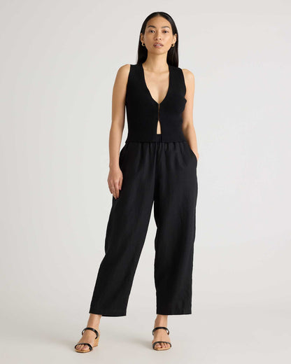 High-waisted loose linen pants