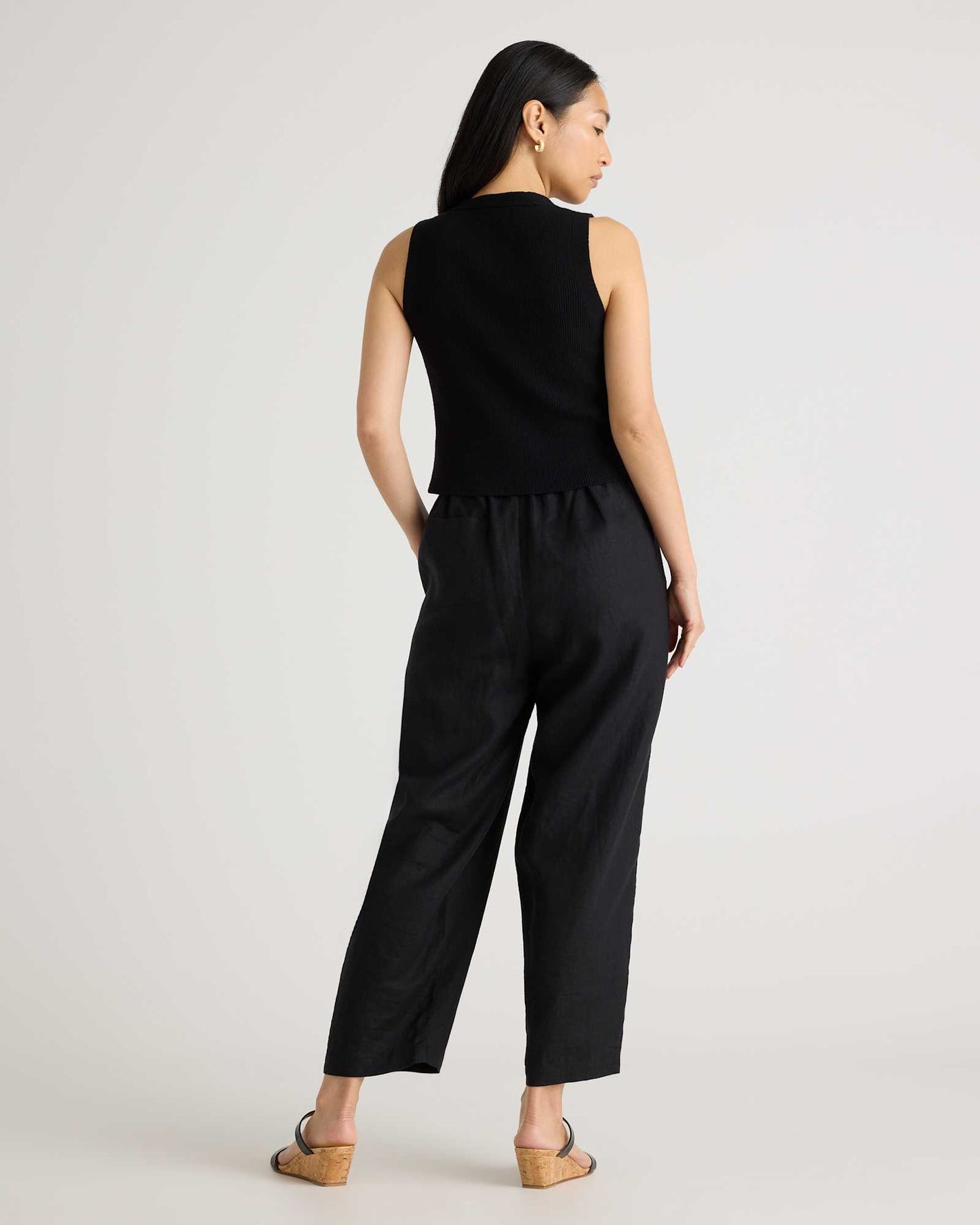 High-waisted loose linen pants