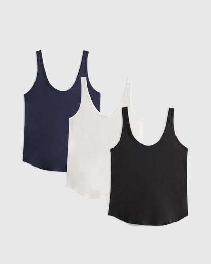 Cotton Modal Double Scoop Neck Tank 3 Pack Bundle