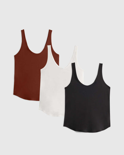 Cotton Modal Double Scoop Neck Tank 3 Pack Bundle