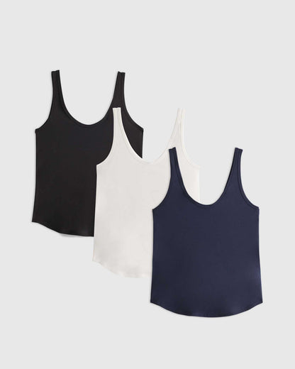 Cotton Modal Double Scoop Neck Tank 3 Pack Bundle