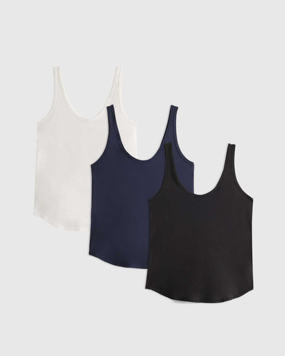 Cotton Modal Double Scoop Neck Tank 3 Pack Bundle